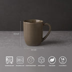 famiware Tempus Coffee Mugs Set of 4, 14 oz Coffee Cup Set, Stoneware Mugs with Handle for Coffee, Tea, Cocoa, Milk, Cappuccino, Microwave Safe - Dark Olive
