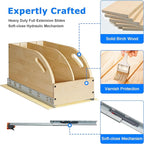 WelFurGeer Birchwood Pot and Pan Organizer with Soft-Close Drawer, Pull Out Cabinet Organizer, Heavy-Duty Slide-Out Storage for Baking Sheets, Cutting Boards, and Kitchen Utensils