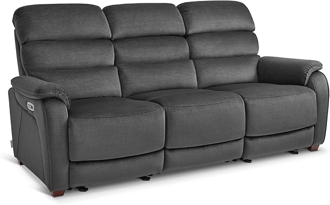 MCombo Wall Hugger Recliner Sofa with Drop Down Table, Power Reclining Sofa with Adjustable Headrest, USB A&C Charge Ports, Reading Lamp, Cup Holders, for Living Room, RVs (Fabric, ST258M3, Dark Grey)