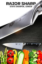 Dalstrong Chef Knife - 6 inch - Gladiator Series Elite - Forged High Carbon German Steel - Razor Sharp Kitchen Knife Gift - Full Tang - Black G10 Handle - Sheath Included - NSF Certified