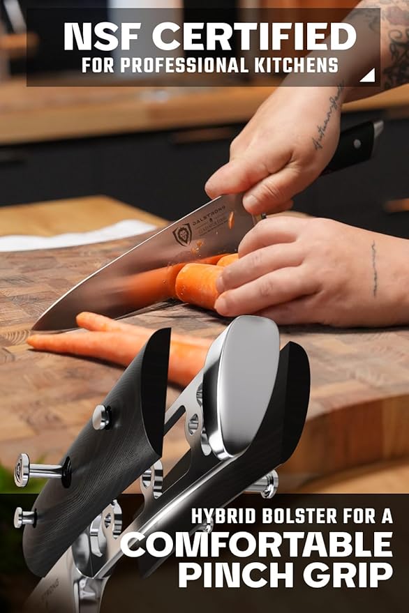 Dalstrong Chef Knife - 10 inch - Gladiator Series Elite - Forged High Carbon German Steel - Razor Sharp Kitchen Knife Gift - Full Tang - Black G10 Handle - Sheath Included - NSF Certified