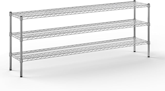 14" Deep x 72" Wide x 27" Height Wire Shelving Kit | 3-Tier | NSF Commercial Storage Rack Unit