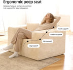 Single Sofa Foam Couch Sofa for Small Spaces, Giant Bean Bag Chair, Comfy Sofas with Removable Cover Furry Couch Pillows for Living Room, Bedroom, Apartment, Dorm, Office
