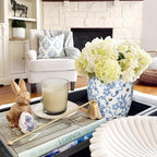 Hollyone Blue and White Porcelain Vase Large Chinoiserie Floral Vintage Tall Blue Ceramic Vases for Home Mantle Shelf Living Room Table Centerpieces Decor, 7 Inch