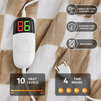 Light Brown Heated Blanket Electric Twin Size, 62X84 Heating Blanket with 10 Heat Level & 8 Hours Auto Off, Checkered Plaid Soft Fleece Sherpa Blankets Warmer Gifts for Couch Grandma Women Adults, ETL