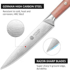 YOTSUBA Carving Knife and Fork Set, Meat Cutting Knife, Razor-Sharp German Stainless Steel Knives Fork Set with Ergonomic Wood Handle, Slicing Knives for Meats, BBQ & Vegetables