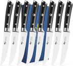 MAD SHARK Steak Knives Set of 8,Premium 12.6-inch Serrated Steak Knife Set,Ultra Sharp German High Carbon Stainless Steel Triple Rivet Collection 8-Piece Kitchen Steak Knife Set (STEAK KNIFE SET OF 8)