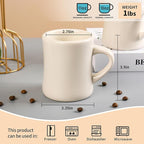 11oz Ceramic Coffee Mug set Stoneware Coffee Cups Set for Restaurant, Diner, Farmhouse, Coffee Shop, Home set of 6 (Cream)