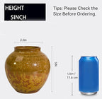 Rustic Pottery Ceramic Vase - Vintage Farmhouse Style Decor, White Grid Ceramic Vases for Home Decor, Modern Farmhouse Decor (Brown)