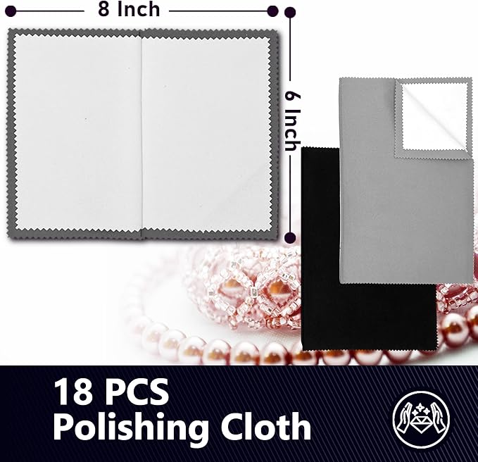 XIAOXINGYUN 18 PCS Silver polishing Cloth,Jewelry Cleaning Cloth for Sterling Silver, Multi-Layer Silver Jewelry Cleaner Cloth Keep Jewelry Cleaning and Shiny (6'' x 8''*18Pcs)