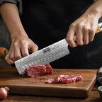 HOSHANHO Damascus Nakiri Knife 6.5 Inch, Super Sharp Damascus VG-10 Japanese Kitchen Knife, Cleaver and Vegetable Knife with Ergonomic Olive Wood Handle