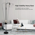 BoostArea Dimmable Floor Lamp, Standing Lamp with Glass Lampshade, 6W LED Bulb Included, Modern Standing Lamp, Bright LED Lamp for Living Room and Bedroom, Office