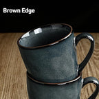 famiware Coffee Mugs Set of 4, Ocean Round 11.5oz Coffee Cup Set with Handle for Cocoa, Milk, Hot Chocolate, Tea or Water, Stoneware Cups for Kitchen, Microwave Dishwasher Safe, Deep Forest