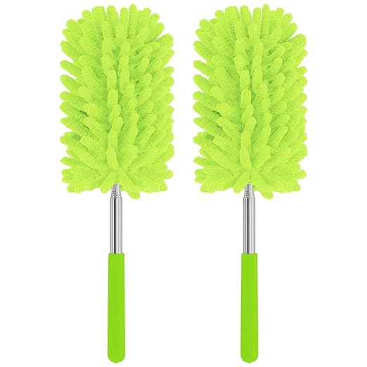 Mini Duster for Cleaning, 360° Bendable Hand Dusters with Extension Pole, Washable Small Duster for Car Interior, Office, Furniture