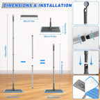Microfiber Mops for Hardwood Floor Cleaning - BPAWA Flat Floor Mop with 4 Washable Pads for Laminate Wood Tile Vinyl Home Kitchen Bathroom - 59" Adjustable Handle
