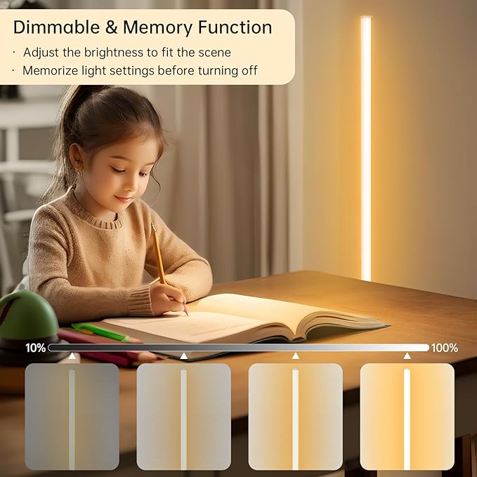 Marlrin Minimalist Corner Floor Lamp 2700K-6500K Dimmable with Remote Control 57.8" Height Metal Slim Ambient Standing LED Light Modern Design Decorative Lamp for Living Room Bedroom (Silver)