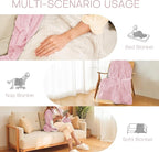 Electric Heated Blanket Throw Size 50"x60" - Flannel & Sherpa Fabric Dual-Sided, 6 Heat Settings & 3 Hours Auto Off, Soft & Cozy Warming Throw for Home, Office, or Bed, Machine Washable, Light Pink