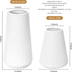 White Ceramic Vase, GUKJOB Small Cute Flower Vase for Pampas Grass, Home, Living Room, Dining Table, Farmhouse, Office Decor, Bedroom, Table, and Kitchen Shelf (White- 2PCS)