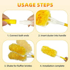 50 Pack 360° Dusters Refills for Swi-ffer Dusters with 4X Microfibers, Heavy Duty Efficient Duster Kit Disposable Refills with 1 Handle for Cleaning Furniture, Blinds, Ceiling Fans, Pet Hair