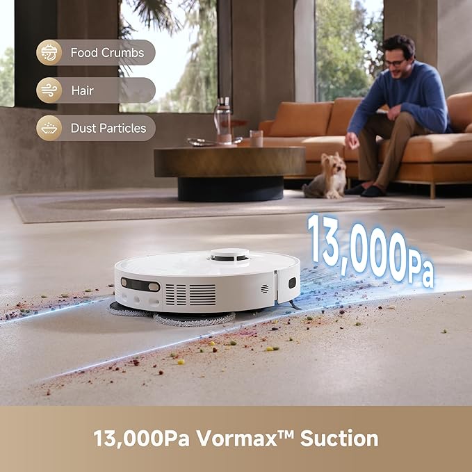 DREAME L40s Ultra CE Robot Vacuum and Mop with Auto-Empty, Mop Self-Cleaning, 13,000Pa Suction, Mop Raising, Ultrasonic Carpet Sensing, Ideal for Pet Hair, Carpet and Hard Floors, Easy Maintenance