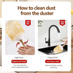 Lambswool Duster for Cleaning with Solid Wooden Handle Leather Hang Strap 14.9 inch Natural Feather Duster for Cleaning Ceiling Fans Window Blinds Computer Furniture(2 Pack)