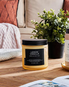 M&SENSE Candles Lemon Vanilla Scented, 11.6oz 70 Hour Long Lasting Candles for Home, 2 Wick Natural Soy Wax in Glass Jar, Stress Relief Gifts for Women and Men