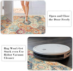 Lahome Moroccan Trellis Washable Round Area Rug, Round Rug 5ft Soft Non-Slip, Non-Shedding Distressed Circle Carpet for Bedroom Living Room Bathroom Nursery Kitchen, Cream/Multi