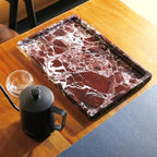 Real Luxurious Natural Marble Vanity Tray Genuine Marble Storage Tray for Home Decor Stone Tray for Bathroom/Kitchen/Vanity/Dresser,Plate Holder for Tissues, Candles, Towel