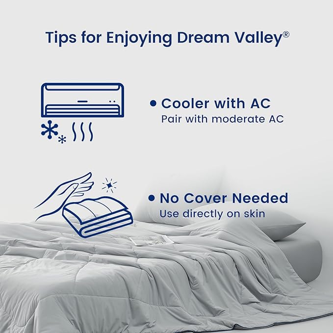 Dream Valley®Outlast®Deepsleep Cooling Comforter, Throw Size, NASA-Grade Space Technology Cooling Blanket for Hot Sleepers Night Sweats, Q-Max > 0.45 Aerocool™Breathable, Cool Grey, 60"x80"
