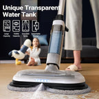 iDOO Cordless Electric Mop, Mops for Floor Cleaning Machine for Home, Detachable Water Tank & Headlight, Power Spin Spray Floor Scrubber for Tile, Hardwood, Laminate Cleaning, White-4 Pads