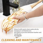 Lambs Wool Duster with Solid Bamboo Handle,Leather Hang Strap,18.9 inch Long,Natural Feather Duster for Cleaning Ceiling Fans,Window Blinds,Computer Screens,Bookshelves etc