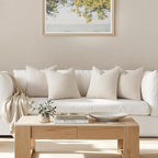 MIULEE Pack of 4 Decorative Textured Boucle Throw Pillow Covers 18x18 Inch Beige Accent Solid Pillow Cases Soft Couch Cushion Covers for Modern Farmhouse Boho Chair Sofa Bed Livingroom Home Decor