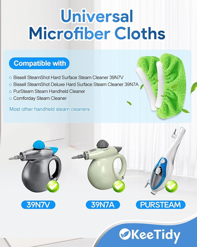10 Pack Microfiber Cloths for Handheld Steam Cleaner Compatible with Bissell Steam Shot fit for Wagner fit for PurSteam fit for McCulloch Universal Steam Mop Pads Washable