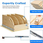 WelFurGeer Birchwood Pot and Pan Organizer with Soft-Close Drawer, Pull Out Cabinet Organizer, Heavy-Duty Slide-Out Storage for Baking Sheets, Cutting Boards, and Kitchen Utensils