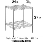 21" Deep x 24" Wide x 27" Height Wire Shelving Kit | 2-Tier | NSF Commercial Storage Rack Unit