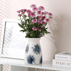 hjn White Flower Vase- Ceramic Vase for Decor, White vase for Flowers, Modern Vases for Living Room/Home Decor Accents/Entryway/Mantel/Bookshel-Teal