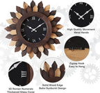 24'' Large Wall Clock for Living Room Deco Boho Decorative Big Oversized Silent Battery Operated Farmhouse Wood Wall Clock for Office Home Dinning Room Bedroom Kithen