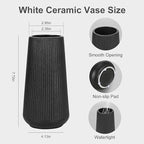 Matte Black Ceramic Vase, GUKJOB Small Cute Flower Vase for Pampas Grass, Home, Living Room, Dining Table, Farmhouse, Office Decor, Bedroom, Table, and Kitchen Shelf (Matte Black)