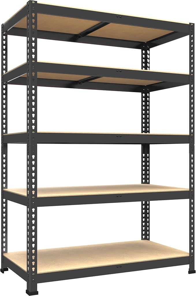 PrimeZone Heavy Duty Storage Shelves - 5 Tier 35.5" W x 15.75" D x 71" H Adjustable Garage Storage Shelving, Metal Storage Utility Rack Shelf Unit for Warehouse Pantry Closet Kitchen, Black
