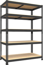 PrimeZone Heavy Duty Storage Shelves - 5 Tier 35.5" W x 15.75" D x 71" H Adjustable Garage Storage Shelving, Metal Storage Utility Rack Shelf Unit for Warehouse Pantry Closet Kitchen, Black