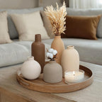 CUCUMI Ceramic Vase Set of 5, Vases Home Decor Rustic Farmhouse Decorative Vase Pottery Vases for Bouquet Pampas Grass Dried Fresh Flowers, Table Living Room Kitchen Bedroom Bathroom