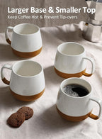 Teocera Ceramic Coffee Mug Set of 4-12 oz Coffee Mugs with Large Handles for Hot or Cold Drinks Like Latte, Cocoa, Tea or Juice - Smooth Ceramic, Dishwasher Safe, Beige