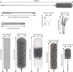 10PCS Dusters for Cleaning, Extendable Microfiber Duster with Extension Pole Up to 100'', Bendable Washable Cleaner Dusters for Cleaning Fan, High Ceiling, Blinds, Furniture, Car