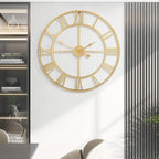 1st owned Large Wall Clock for Living Room Decor Silent Non-Ticking Decorative Wall Clock Roman Numerals Vintage Battery Operated for Kitchen Farmhouse Cafe Office Decor (Gold, 32 Inches)