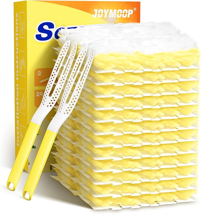 JOYMOOP Disposable Duster Set, 30 Pcs 360 Heavy Duty Duster Refills with 1 Dusting Wand, Disposable Dusters for Cleaning Home & Car, Multi-Surface Dusters, for Dusting Corners, Ceiling Fans, Furniture