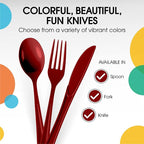 Party Solids Burgundy Plastic Knives 200 Pcs Burgundy Knives Disposable Utensils Heavy Duty Plastic Cutlery Set Disposable Cutlery Sets Flatware Sets Silverware Set Party Supplies & Party Tableware
