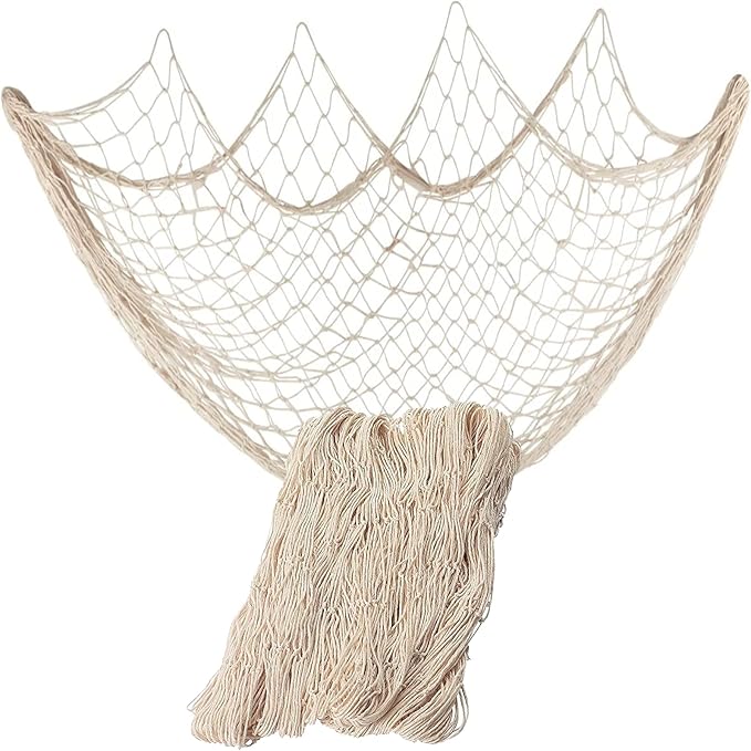 Nature Fish Net Wall Decoration, Ocean Themed Wall Hangings Fishing Net Party Decor for Pirate Party,Wedding,Photographing Decoration