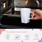 Miicol Porcelain Coffee Mugs Set of 6, Large Coffee Cups 14 oz, White Tea Cups, Ceramic Mugs for Latte, Cappuccino, Milk, Cocoa, Square Bottom, Microwave & Dishwasher Safe