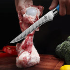6-Inch Boning Knife, VG10 Damascus Steel Core, Ultra-Sharp Fillet Knife for Fish & Meat Cutting, Ergonomic Blue Resin & Wood Handle, Ideal Gift for Chefs and Cooking Lovers