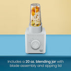 Chefman Obliterator 48 oz Countertop Blender for Smoothies, 1380W Motor to Crush Ice, Nuts, and Frozen Fruit with Stainless Steel Blade, Auto Blend Function, Includes 20 oz Travel Jar